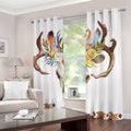 Boho Floral Deer Skull Print Dimout Grommet Curtains