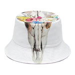 Boho Floral Deer Skull Print Bucket Hat