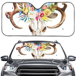 Boho Floral Deer Skull Print Car Windshield Sun Shade
