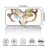 Boho Floral Deer Skull Print Car Windshield Sun Shade