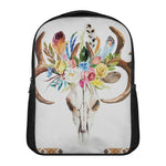 Boho Floral Deer Skull Print Casual Backpack