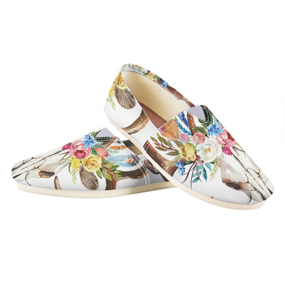 Boho Floral Deer Skull Print Casual Shoes