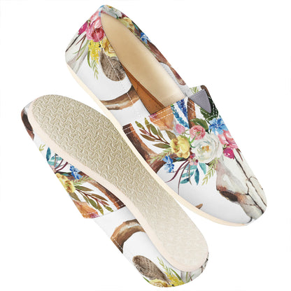 Boho Floral Deer Skull Print Casual Shoes