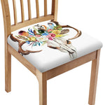 Boho Floral Deer Skull Print Chair Cushion Cover