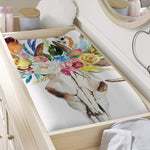 Boho Floral Deer Skull Print Changing Pad Cover