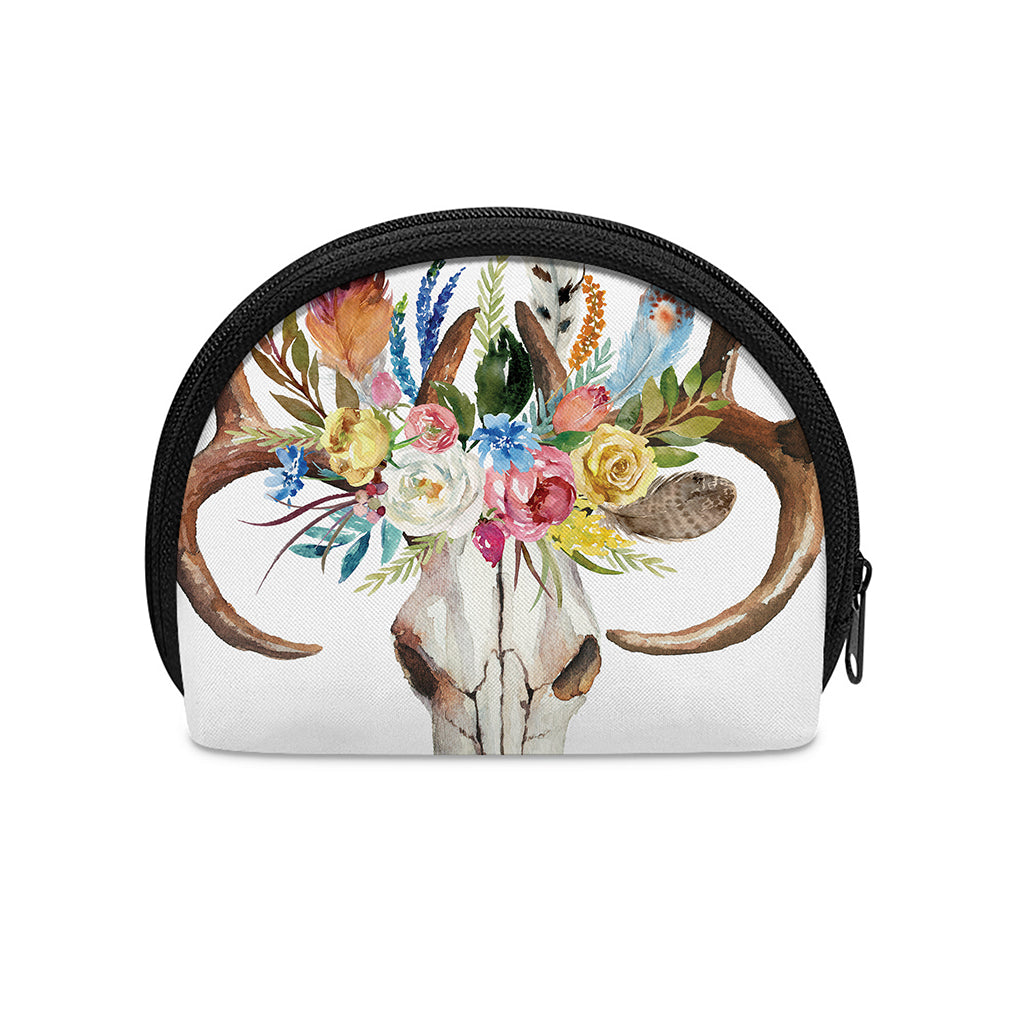 Boho Floral Deer Skull Print Coin Purse