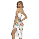 Boho Floral Deer Skull Print Cross Back Cami Dress