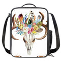Boho Floral Deer Skull Print Crossbody Lunch Bag