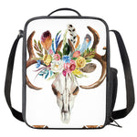 Boho Floral Deer Skull Print Crossbody Lunch Bag