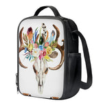Boho Floral Deer Skull Print Crossbody Lunch Bag