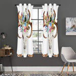 Boho Floral Deer Skull Print Curtain