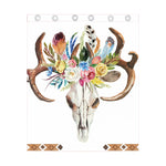 Boho Floral Deer Skull Print Curtain