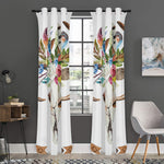 Boho Floral Deer Skull Print Curtain