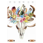 Boho Floral Deer Skull Print Curtain