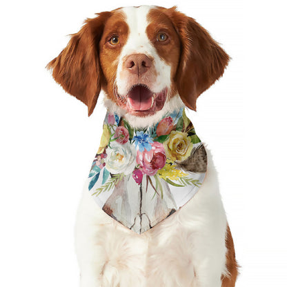 Boho Floral Deer Skull Print Dog Bandana