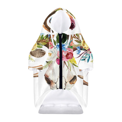 Boho Floral Deer Skull Print Dog Zip Up Hoodie