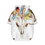 Boho Floral Deer Skull Print Dog Zip Up Hoodie