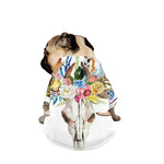 Boho Floral Deer Skull Print Dog Zip Up Jacket