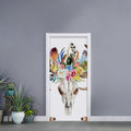 Boho Floral Deer Skull Print Door Sticker