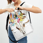 Boho Floral Deer Skull Print Drawstring Backpack