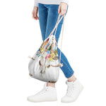 Boho Floral Deer Skull Print Drawstring Bag
