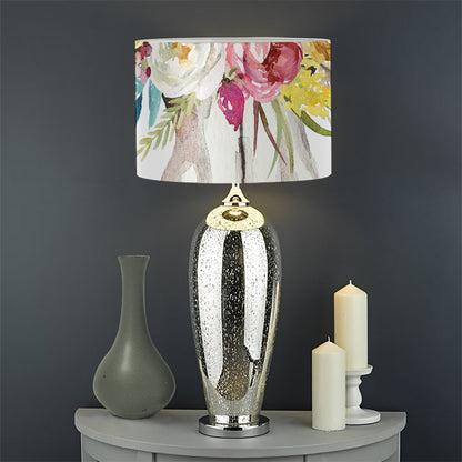 Boho Floral Deer Skull Print Drum Lamp Shade