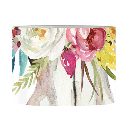 Boho Floral Deer Skull Print Drum Lamp Shade