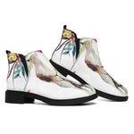 Boho Floral Deer Skull Print Flat Ankle Boots