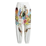 Boho Floral Deer Skull Print Fleece Lined Knit Pants