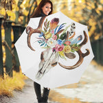 Boho Floral Deer Skull Print Foldable Umbrella