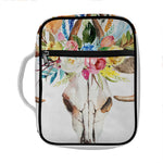 Boho Floral Deer Skull Print Front Pocket Bible Bag