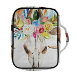 Boho Floral Deer Skull Print Front Pocket Bible Bag
