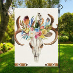 Boho Floral Deer Skull Print Garden Flag