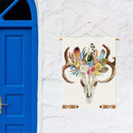 Boho Floral Deer Skull Print Garden Flag