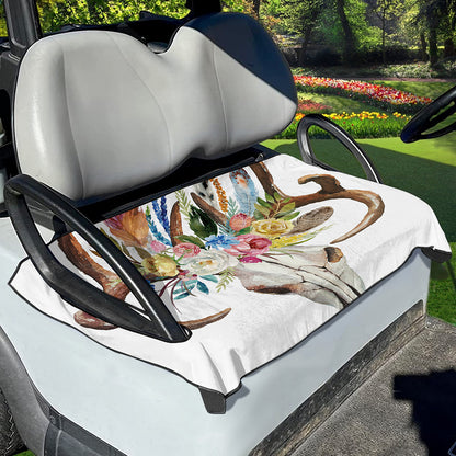 Boho Floral Deer Skull Print Golf Cart Seat Cover