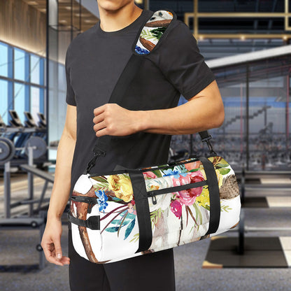 Boho Floral Deer Skull Print Gym Bag