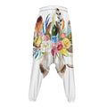 Boho Floral Deer Skull Print Hammer Pants