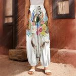 Boho Floral Deer Skull Print Harem Pants