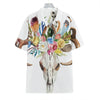 Boho Floral Deer Skull Print Hawaiian Shirt