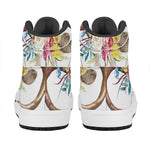 Boho Floral Deer Skull Print High Top Leather Sneakers