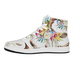Boho Floral Deer Skull Print High Top Leather Sneakers