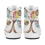 Boho Floral Deer Skull Print High Top Leather Sneakers