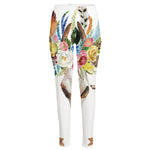 Boho Floral Deer Skull Print High-Waisted Pocket Leggings