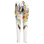Boho Floral Deer Skull Print High-Waisted Pocket Leggings