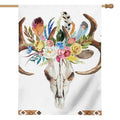 Boho Floral Deer Skull Print House Flag