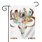 Boho Floral Deer Skull Print House Flag