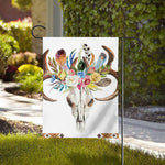 Boho Floral Deer Skull Print House Flag