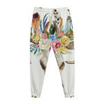 Boho Floral Deer Skull Print Jogger Pants