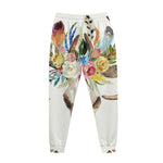 Boho Floral Deer Skull Print Jogger Pants