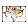 Boho Floral Deer Skull Print Kitchen Mat